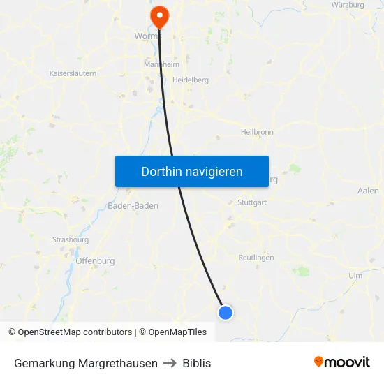 Gemarkung Margrethausen to Biblis map