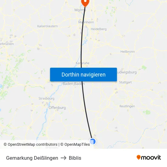 Gemarkung Deißlingen to Biblis map