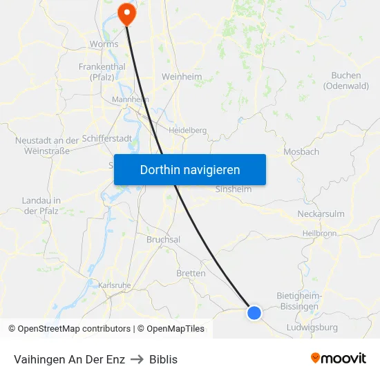 Vaihingen An Der Enz to Biblis map