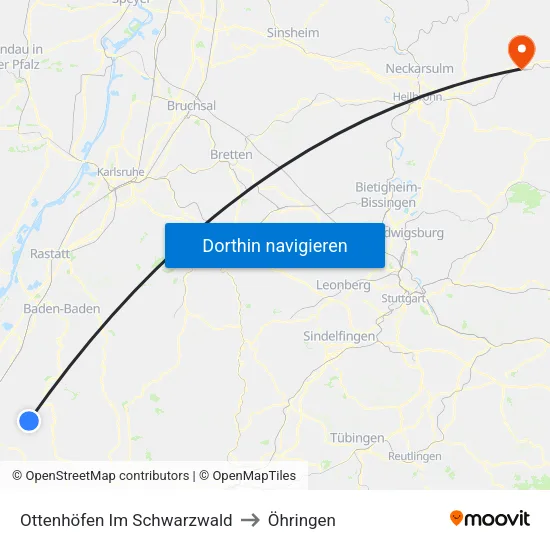 Ottenhöfen Im Schwarzwald to Öhringen map