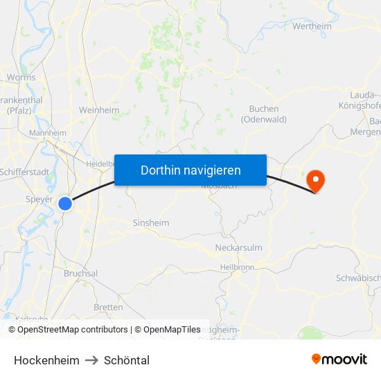 Hockenheim to Schöntal map