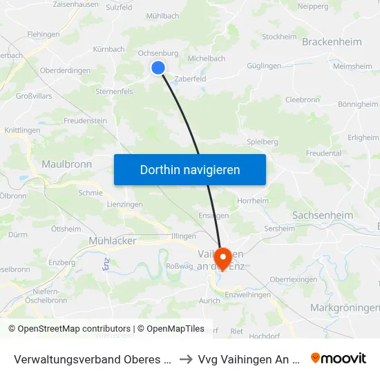 Verwaltungsverband Oberes Zabergäu to Vvg Vaihingen An Der Enz map