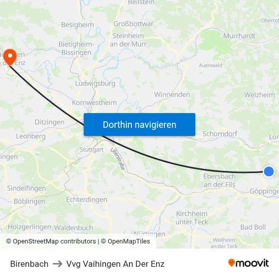 Birenbach to Vvg Vaihingen An Der Enz map
