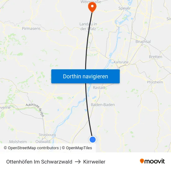 Ottenhöfen Im Schwarzwald to Kirrweiler map