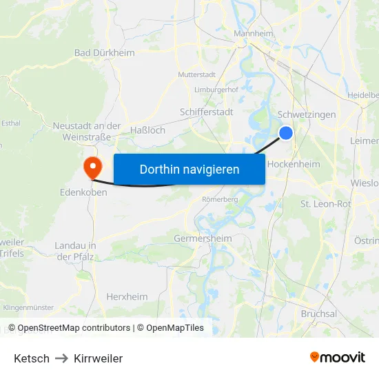 Ketsch to Kirrweiler map