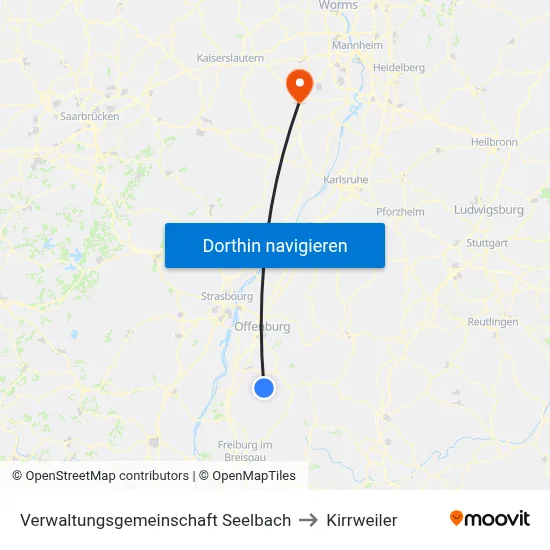 Verwaltungsgemeinschaft Seelbach to Kirrweiler map