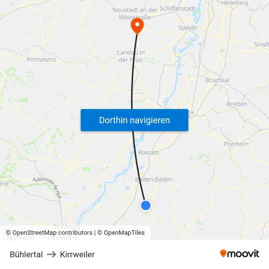 Bühlertal to Kirrweiler map