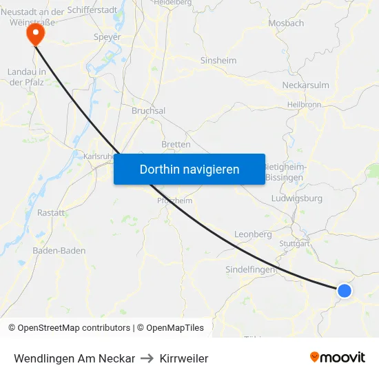 Wendlingen Am Neckar to Kirrweiler map