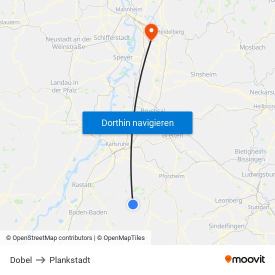 Dobel to Plankstadt map