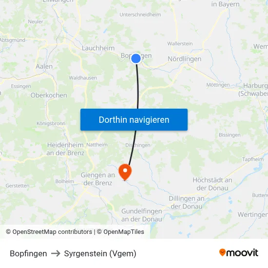 Bopfingen to Syrgenstein (Vgem) map