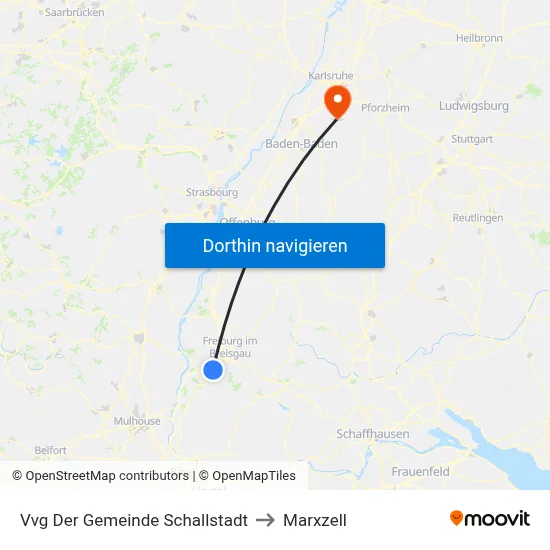 Vvg Der Gemeinde Schallstadt to Marxzell map