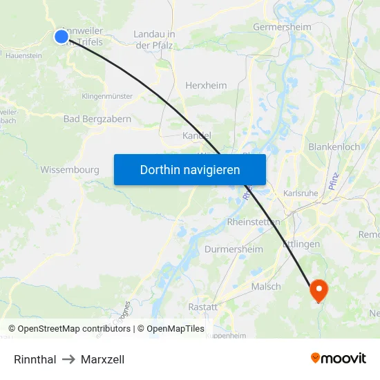 Rinnthal to Marxzell map