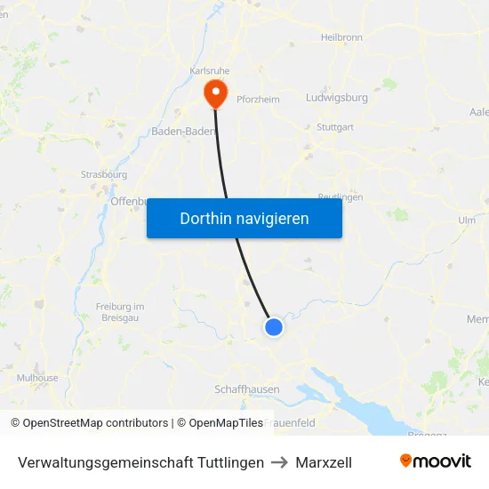 Verwaltungsgemeinschaft Tuttlingen to Marxzell map
