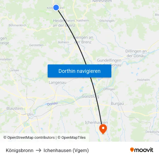 Königsbronn to Ichenhausen (Vgem) map