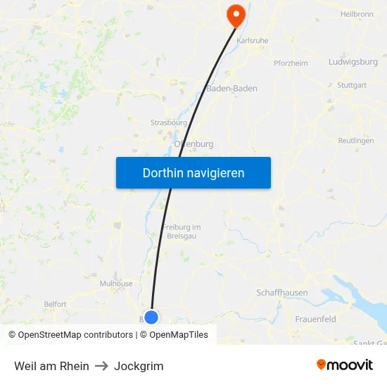 Weil am Rhein to Jockgrim map