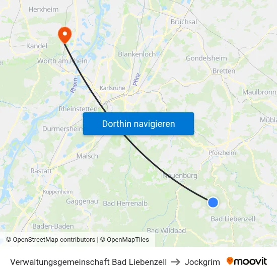 Verwaltungsgemeinschaft Bad Liebenzell to Jockgrim map
