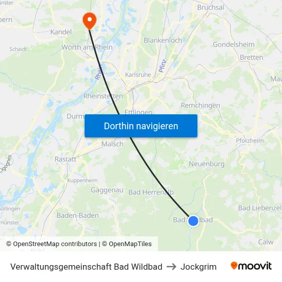 Verwaltungsgemeinschaft Bad Wildbad to Jockgrim map