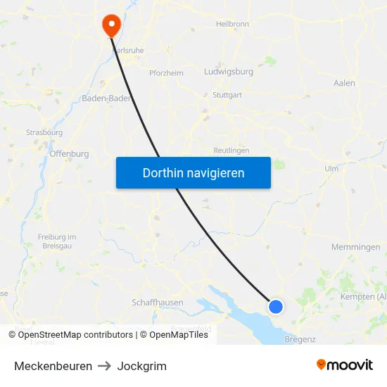 Meckenbeuren to Jockgrim map