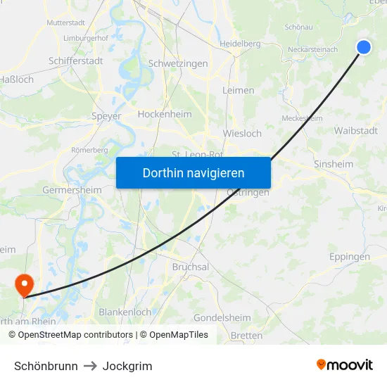 Schönbrunn to Jockgrim map