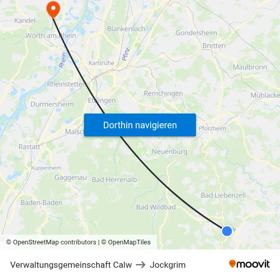 Verwaltungsgemeinschaft Calw to Jockgrim map