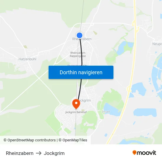 Rheinzabern to Jockgrim map