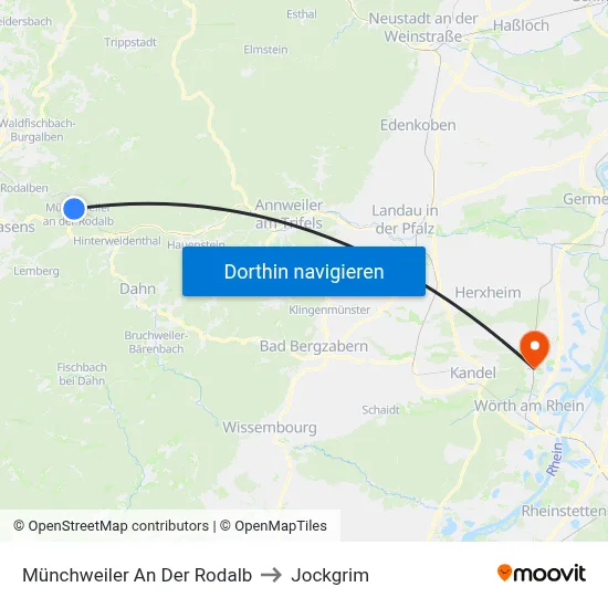 Münchweiler An Der Rodalb to Jockgrim map
