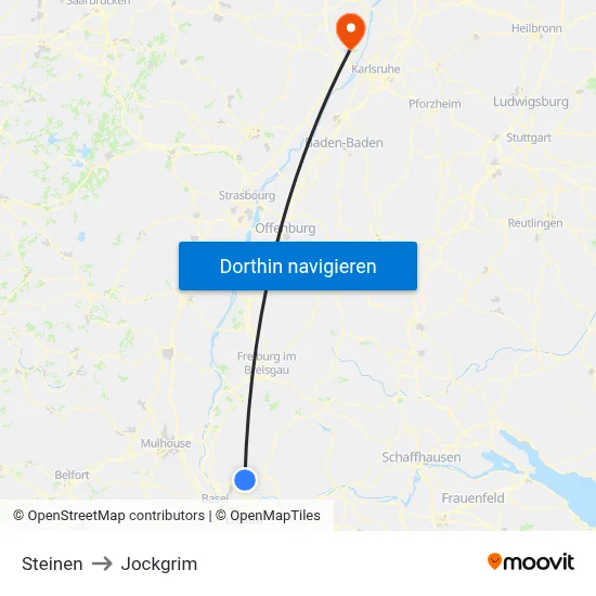 Steinen to Jockgrim map