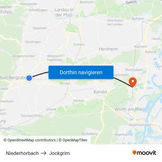 Niederhorbach to Jockgrim map