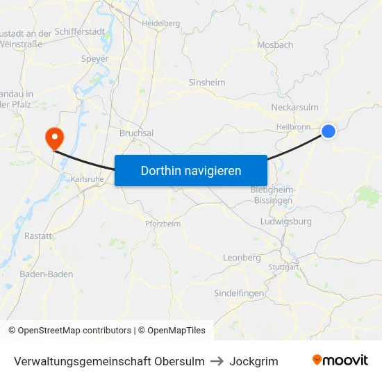 Verwaltungsgemeinschaft Obersulm to Jockgrim map