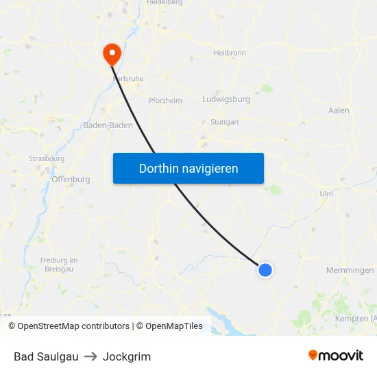 Bad Saulgau to Jockgrim map