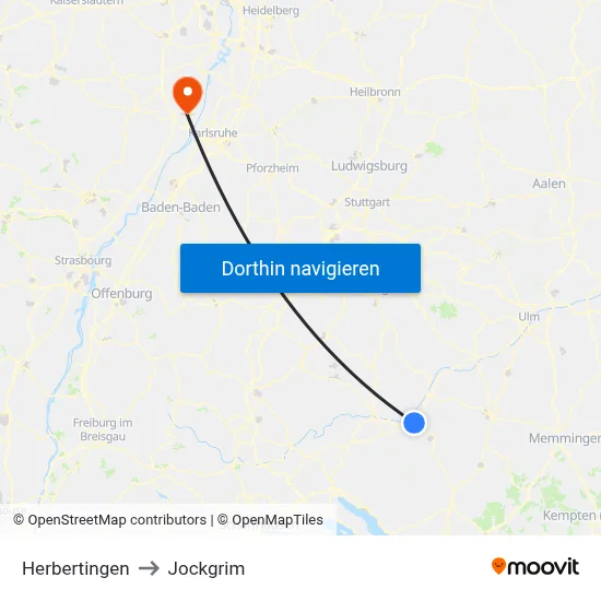 Herbertingen to Jockgrim map
