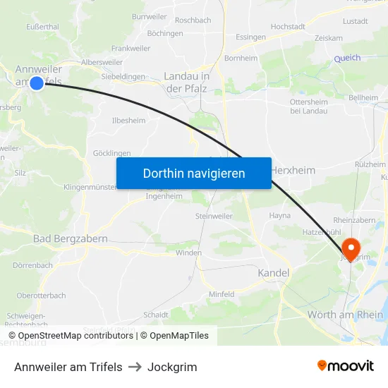 Annweiler am Trifels to Jockgrim map