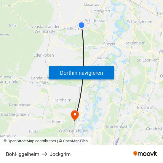 Böhl-Iggelheim to Jockgrim map