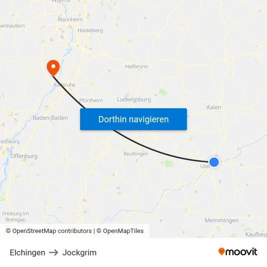 Elchingen to Jockgrim map