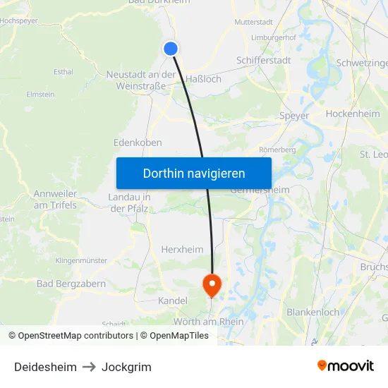 Deidesheim to Jockgrim map