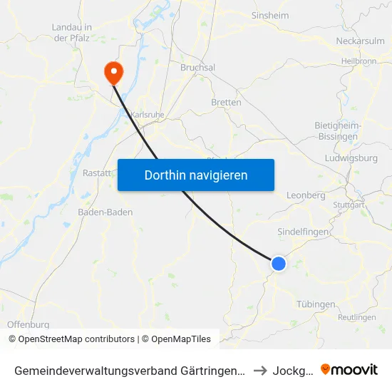 Gemeindeverwaltungsverband Gärtringen/Ehningen to Jockgrim map