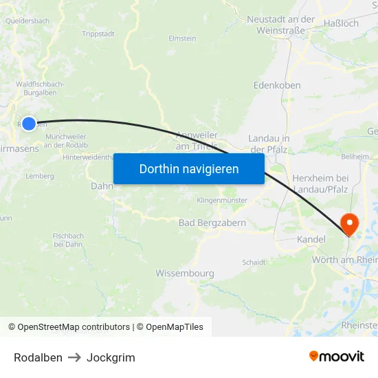 Rodalben to Jockgrim map