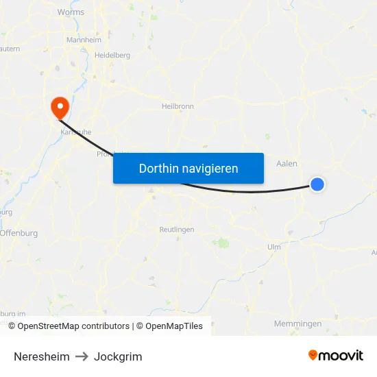 Neresheim to Jockgrim map