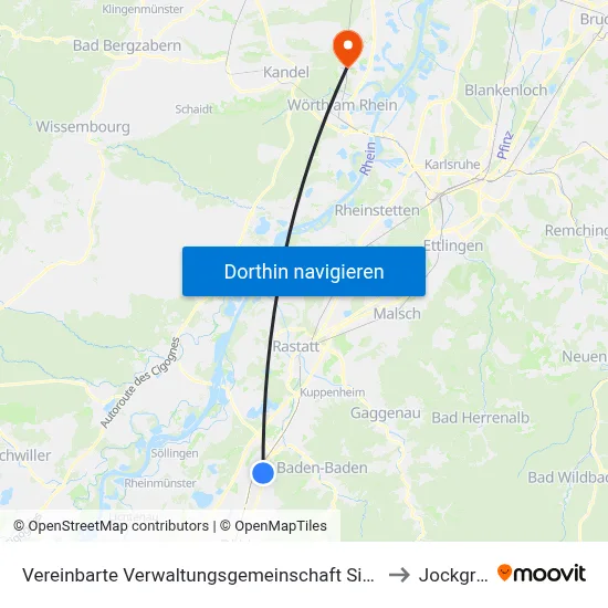 Vereinbarte Verwaltungsgemeinschaft Sinzheim to Jockgrim map