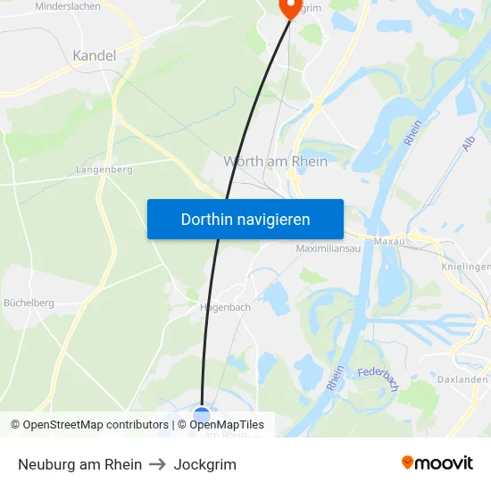 Neuburg am Rhein to Jockgrim map