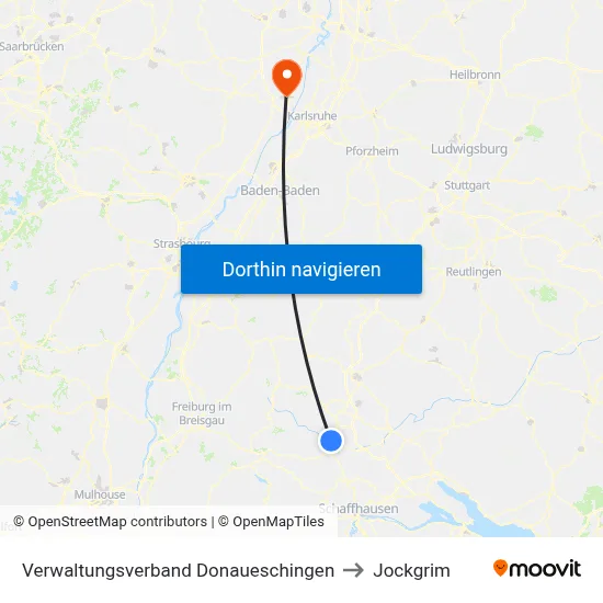 Verwaltungsverband Donaueschingen to Jockgrim map