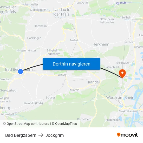 Bad Bergzabern to Jockgrim map