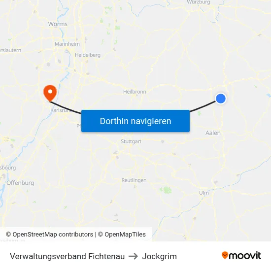 Verwaltungsverband Fichtenau to Jockgrim map
