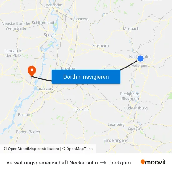 Verwaltungsgemeinschaft Neckarsulm to Jockgrim map