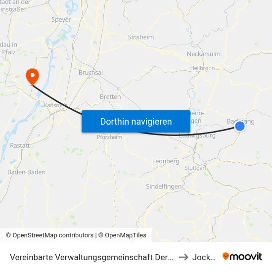 Vereinbarte Verwaltungsgemeinschaft Der Stadt Backnang to Jockgrim map