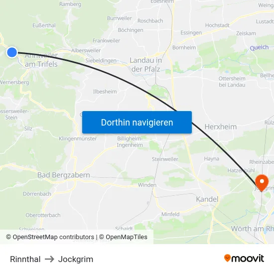 Rinnthal to Jockgrim map