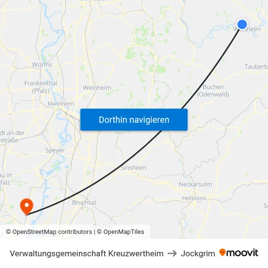 Verwaltungsgemeinschaft Kreuzwertheim to Jockgrim map
