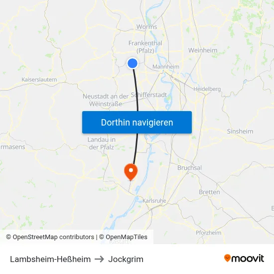Lambsheim-Heßheim to Jockgrim map