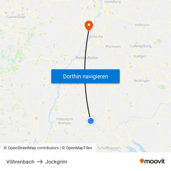 Vöhrenbach to Jockgrim map