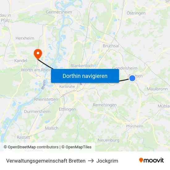 Verwaltungsgemeinschaft Bretten to Jockgrim map